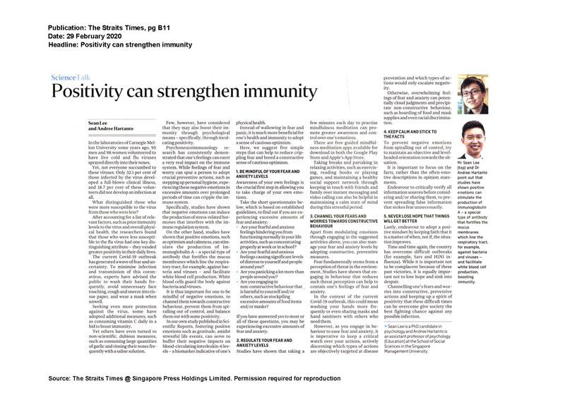 Positivity can strengthen immunity